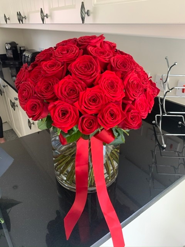 Luxury 50 Red Rose Bouquet – buy online or call 01642 787989