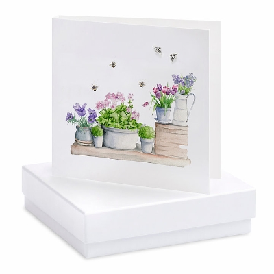 'Flowerpots' Boxed Earring Card