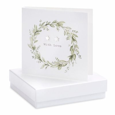 'With Love' Eucalyptus Boxed Earring Card